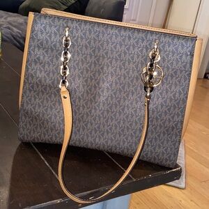 Michael Kors Brown and Tan‎ Monogram Shoulder Bag